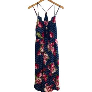 Vintage Free People Strappy Floral Crochet Lace Detail Midi Slip Dress S…